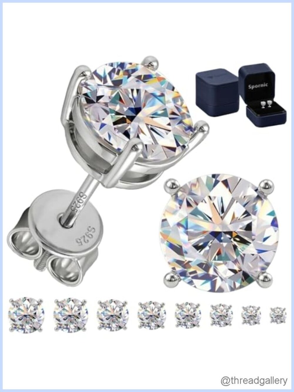 Moissanite Stud Earrings 925 Sterling Silver Screw Back D Color VVS1